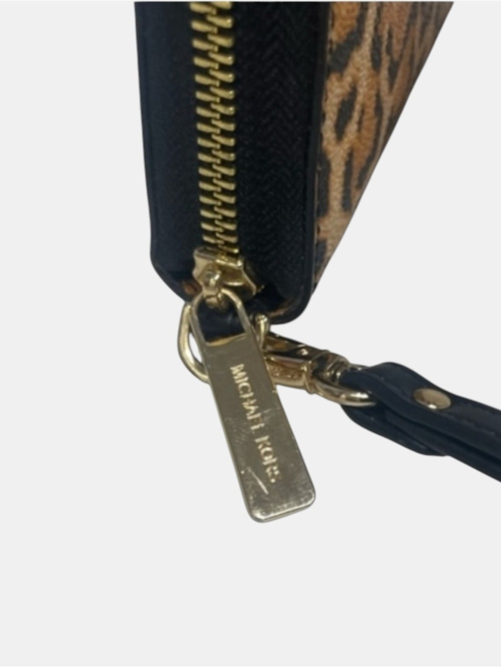 Michael Kors Continental Zip WalletWristlet Cheetah/Leopard Print Marigold Black - Picture 6 of 6